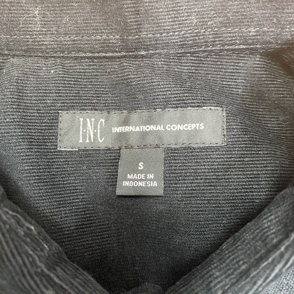 INC INTERNATIONAL CONCEPTS Black Corduroy Button Up Small Long Sleeve Shirt - Picture 4 of 8